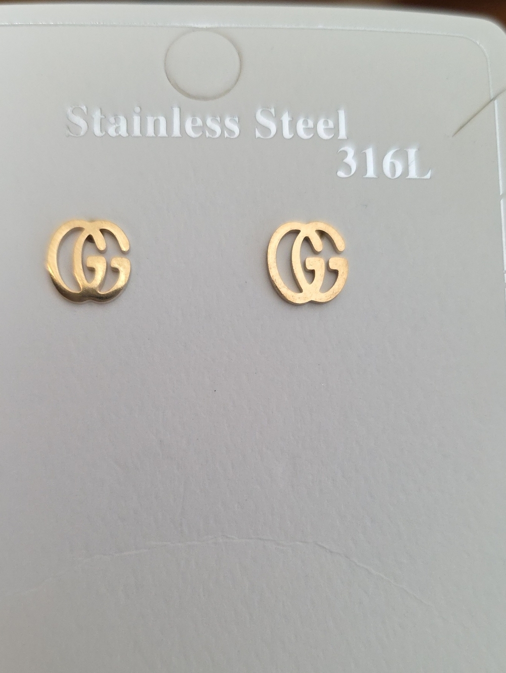 Gold Tone Interlocking Double-G Stainless Steel Stud Earrings